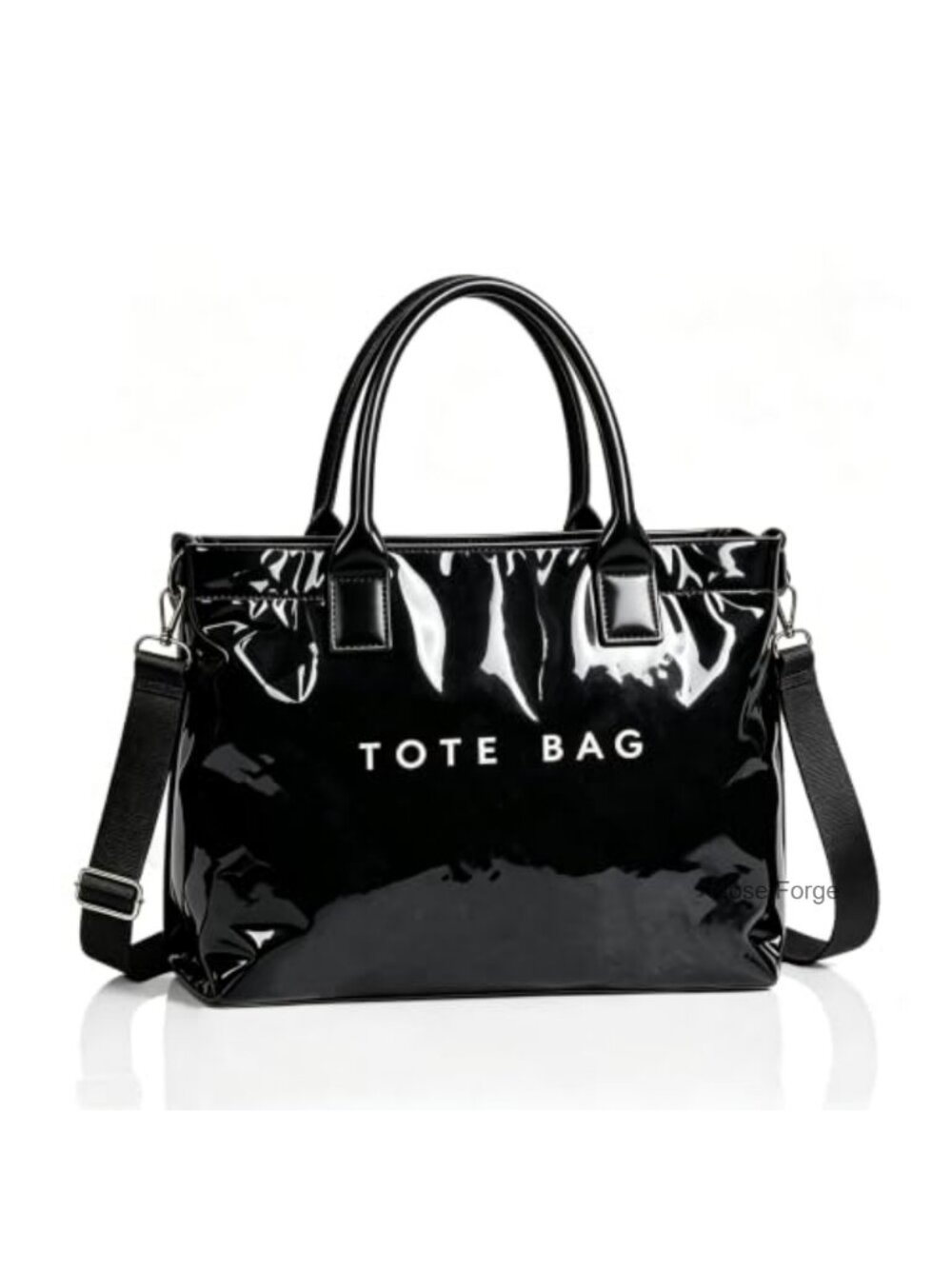 Waterproof PVC Tote Bag for Women, Fits 14" Laptop, Detachable Strap